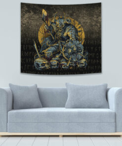 Viking Warrior with Skulls Tapestry for Wall Décor