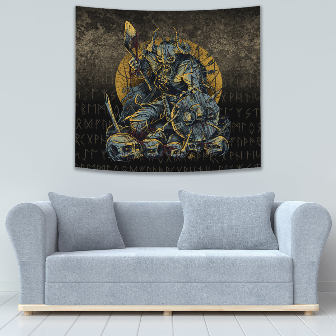 Viking Warrior with Skulls Tapestry for Wall Décor