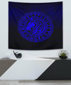 Viking Wolf Blue Version Tapestry for Wall Décor