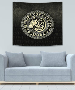 Viking Wolf Gold Version Tapestry for Wall Décor