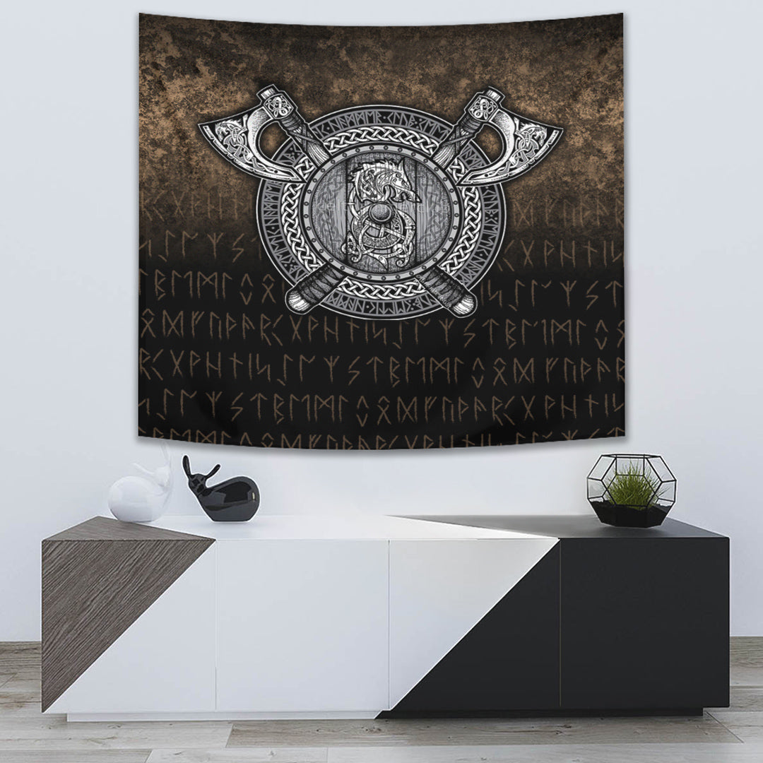 VikingStyle Tapestry Fenrir Viking Shield Tapestry for Wall Décor