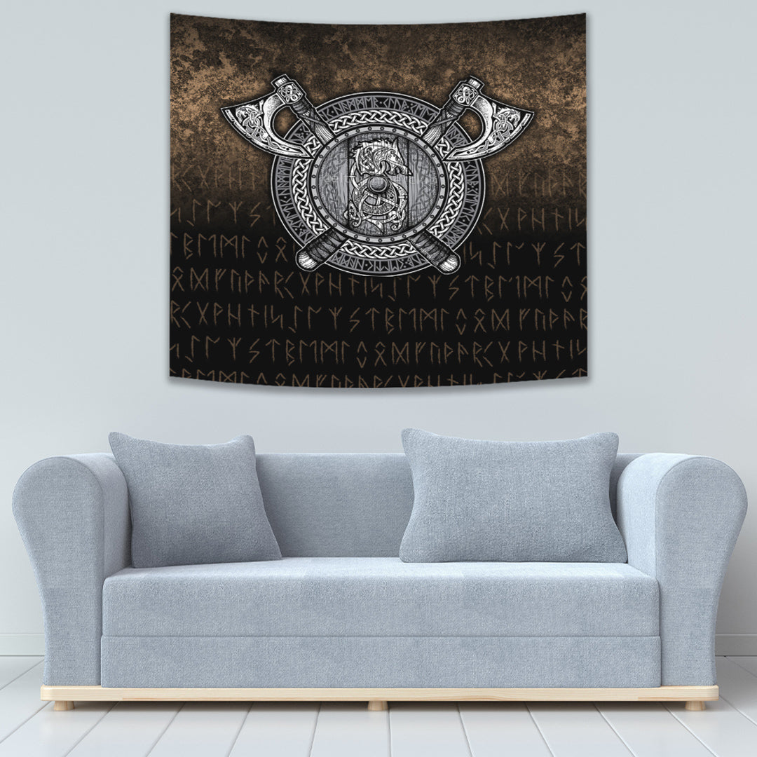 VikingStyle Tapestry Fenrir Viking Shield Tapestry for Wall Décor