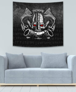 VikingStyle Tapestry Nordic Mythology Skull Mead Horn Warrior Runes Viking Tapestry for Wall Décor