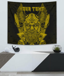 VikingStyle Tapestry Odin And Raven Gold Text Viking Homeset Tapestry for Wall Décor