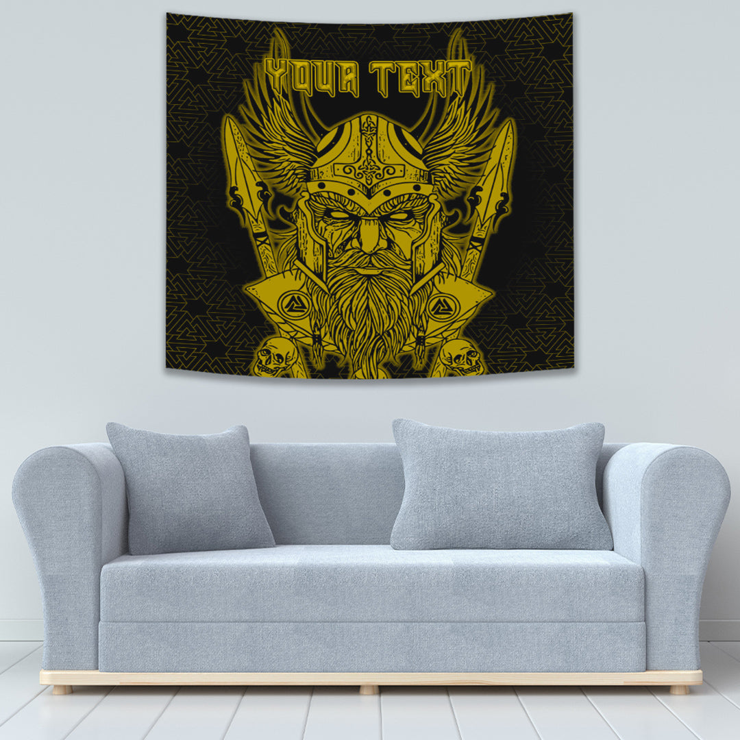 VikingStyle Tapestry Odin And Raven Gold Text Viking Homeset Tapestry for Wall Décor
