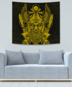 VikingStyle Tapestry Odin And Raven Gold Viking Homeset Tapestry for Wall Décor
