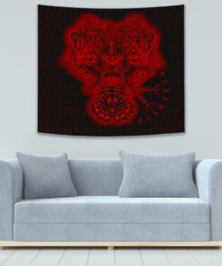VikingStyle Tapestry Odin And Raven Wolf Red Viking Homeset Tapestry for Wall Décor
