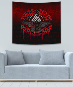 VikingStyle Tapestry Odin And Wolf Text Viking Homeset Tapestry for Wall Décor