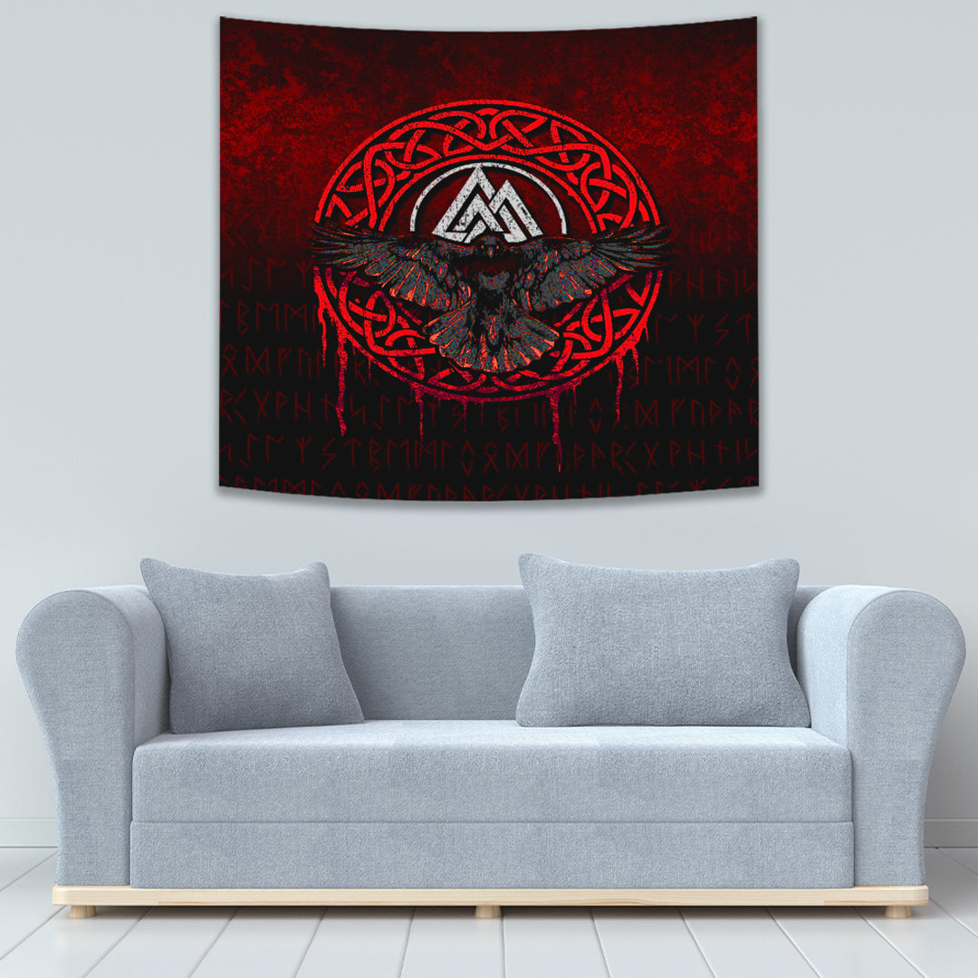 VikingStyle Tapestry Odin And Wolf Text Viking Homeset Tapestry for Wall Décor