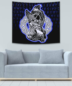 VikingStyle Tapestry Odin Raven Viking Set Blue Tapestry for Wall Décor