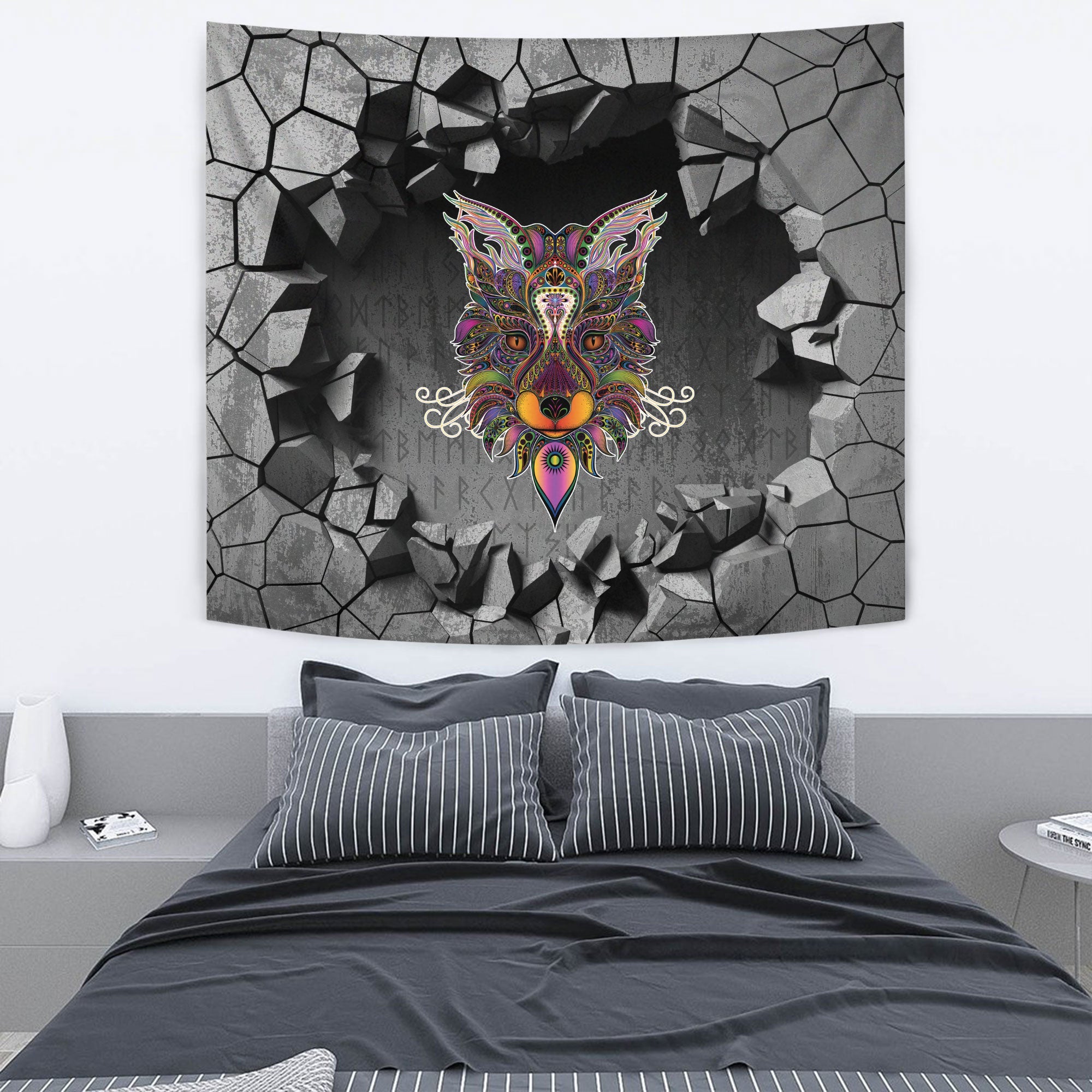 VikingStyle Tapestry Odin With Fenrir for Wall Décor