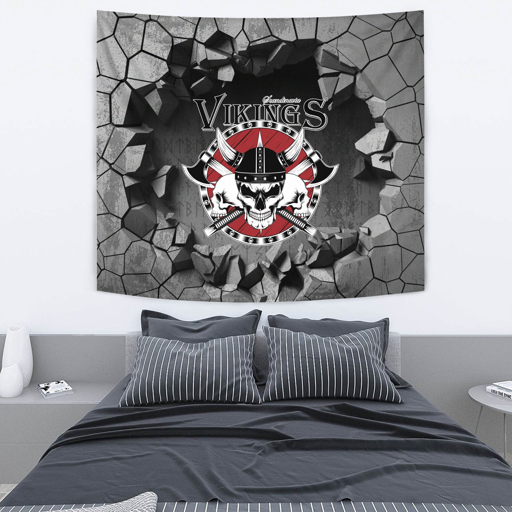VikingStyle Tapestry Odin Wolf Viking Set Blue Tapestry for Wall Décor