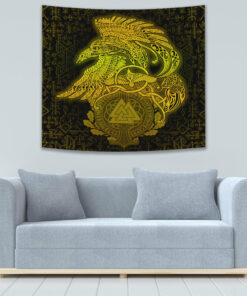 VikingStyle Tapestry Raven Celtic Special Yellow Viking Homeset Tapestry for Wall Décor