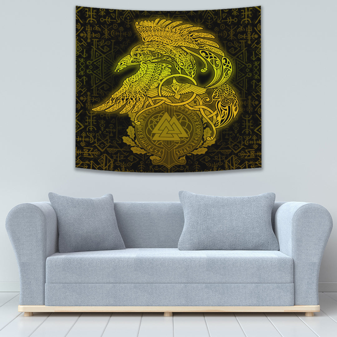 VikingStyle Tapestry Raven Celtic Special Yellow Viking Homeset Tapestry for Wall Décor