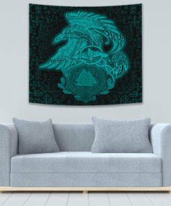 VikingStyle Tapestry Raven Celtic Turquoise Viking Homeset Tapestry for Wall Décor