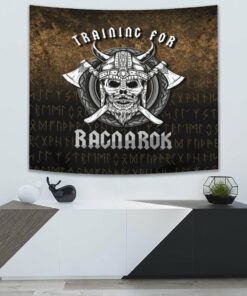 VikingStyle Tapestry Raven Valknut Cyan for Wall Décor