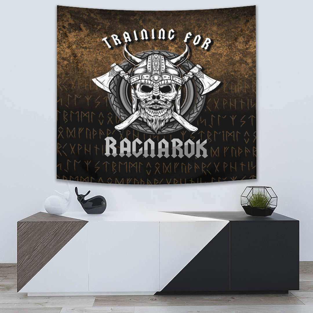 VikingStyle Tapestry Raven Valknut Cyan for Wall Décor