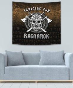 VikingStyle Tapestry Raven Valknut Cyan for Wall Décor