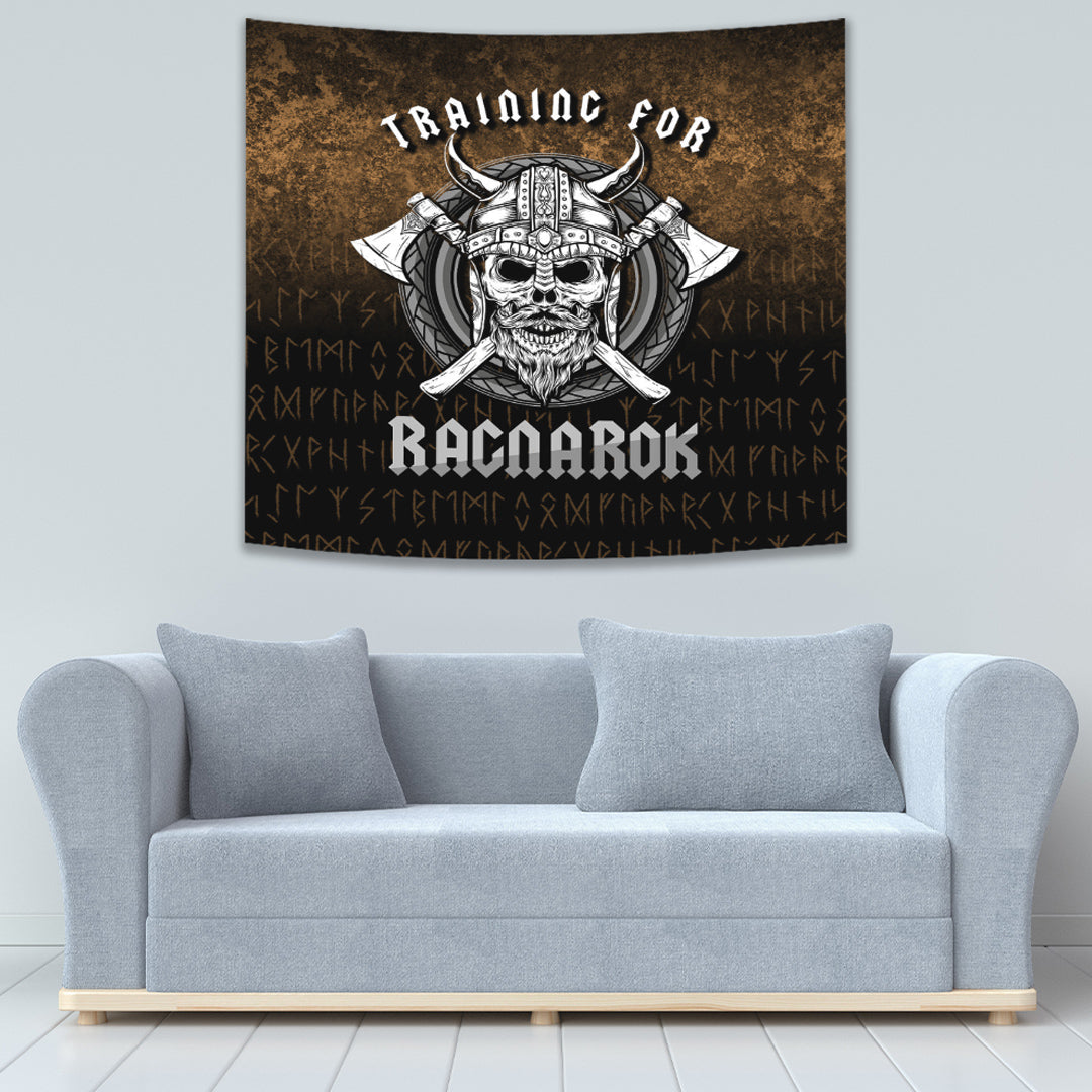 VikingStyle Tapestry Raven Valknut Cyan for Wall Décor