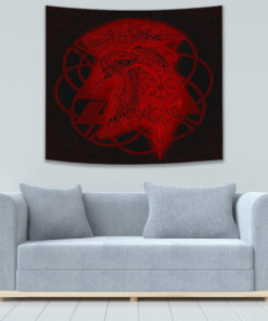 VikingStyle Tapestry Raven Valknut Red Viking Homeset Tapestry for Wall Décor
