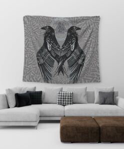 VikingStyle Tapestry Raven Valknut for Wall Décor