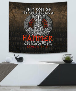 VikingStyle Tapestry The Son Of My God Odin Viking Tapestry for Wall Décor