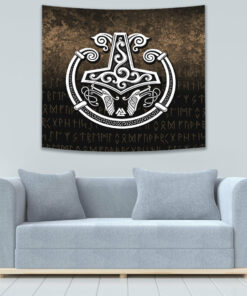 VikingStyle Tapestry Thors Hammer Mjolnir Viking Torc Norse Pagan Tapestry for Wall Décor