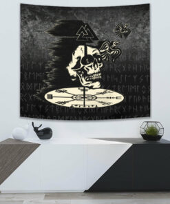 VikingStyle Tapestry Valhalla Skull Ravens Tapestry for Wall Décor
