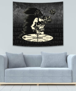VikingStyle Tapestry Valhalla Skull Ravens Tapestry for Wall Décor