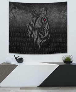 VikingStyle Tapestry Viking Fenrir Wolf Howls To The Gods Tapestry for Wall Décor