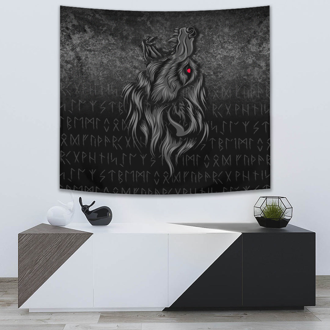 VikingStyle Tapestry Viking Fenrir Wolf Howls To The Gods Tapestry for Wall Décor