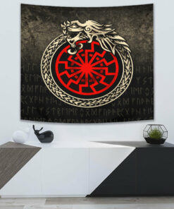 VikingStyle Tapestry Viking Jormungandr Symbol Midgard Serpent Child Of Loki Tapestry for Wall Décor