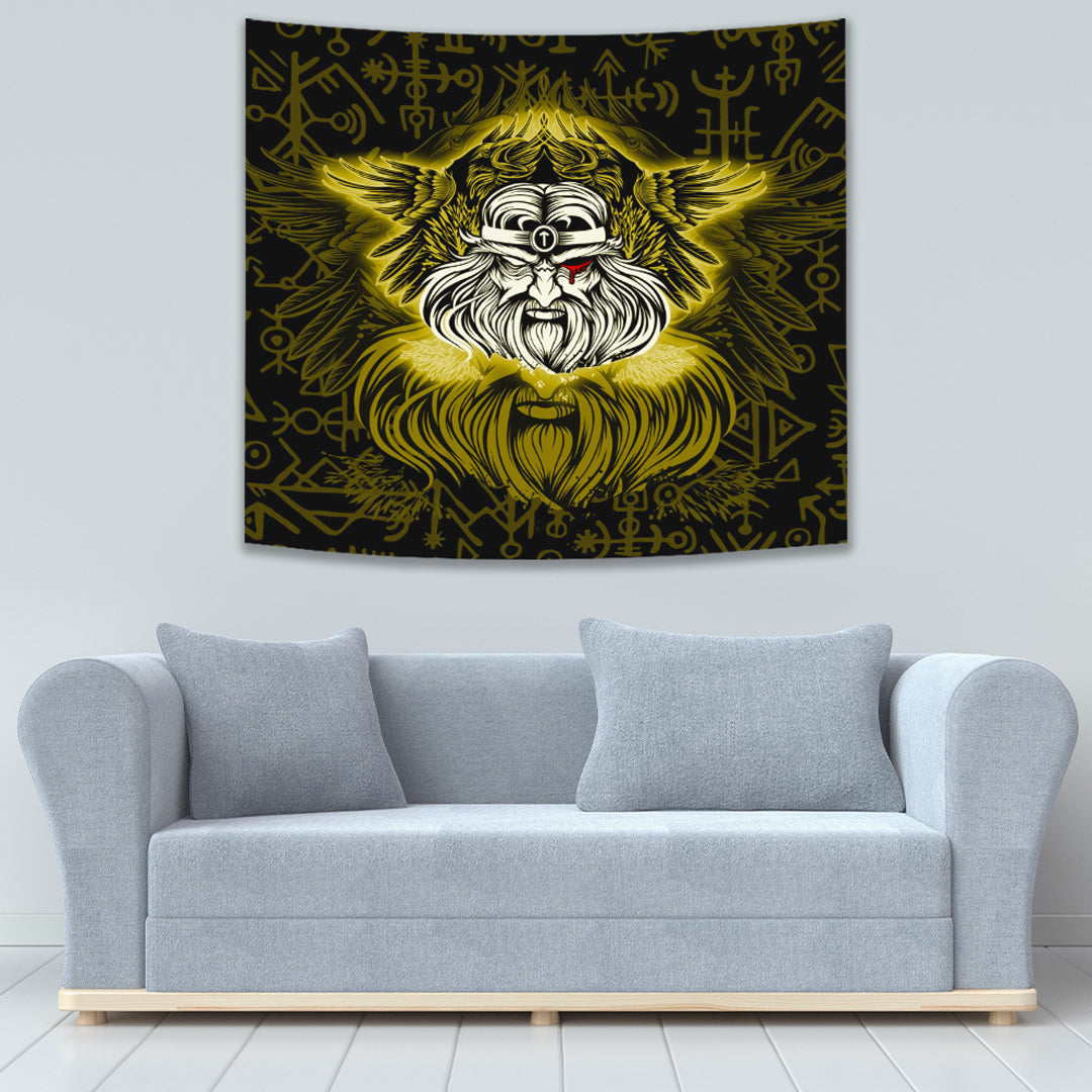 VikingStyle Tapestry Viking Odin Gold Tapestry for Wall Décor