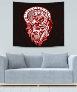 VikingStyle Tapestry Viking Odin Set Red Tapestry for Wall Décor