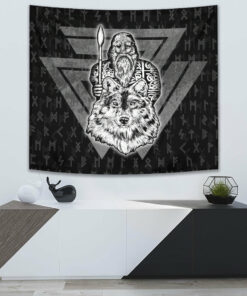 VikingStyle Tapestry Viking Odin Wolf Tapestry for Wall Décor