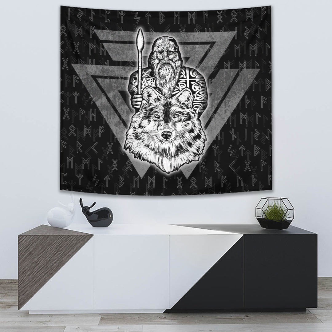 VikingStyle Tapestry Viking Odin Wolf Tapestry for Wall Décor