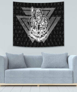 VikingStyle Tapestry Viking Odin Wolf Tapestry for Wall Décor