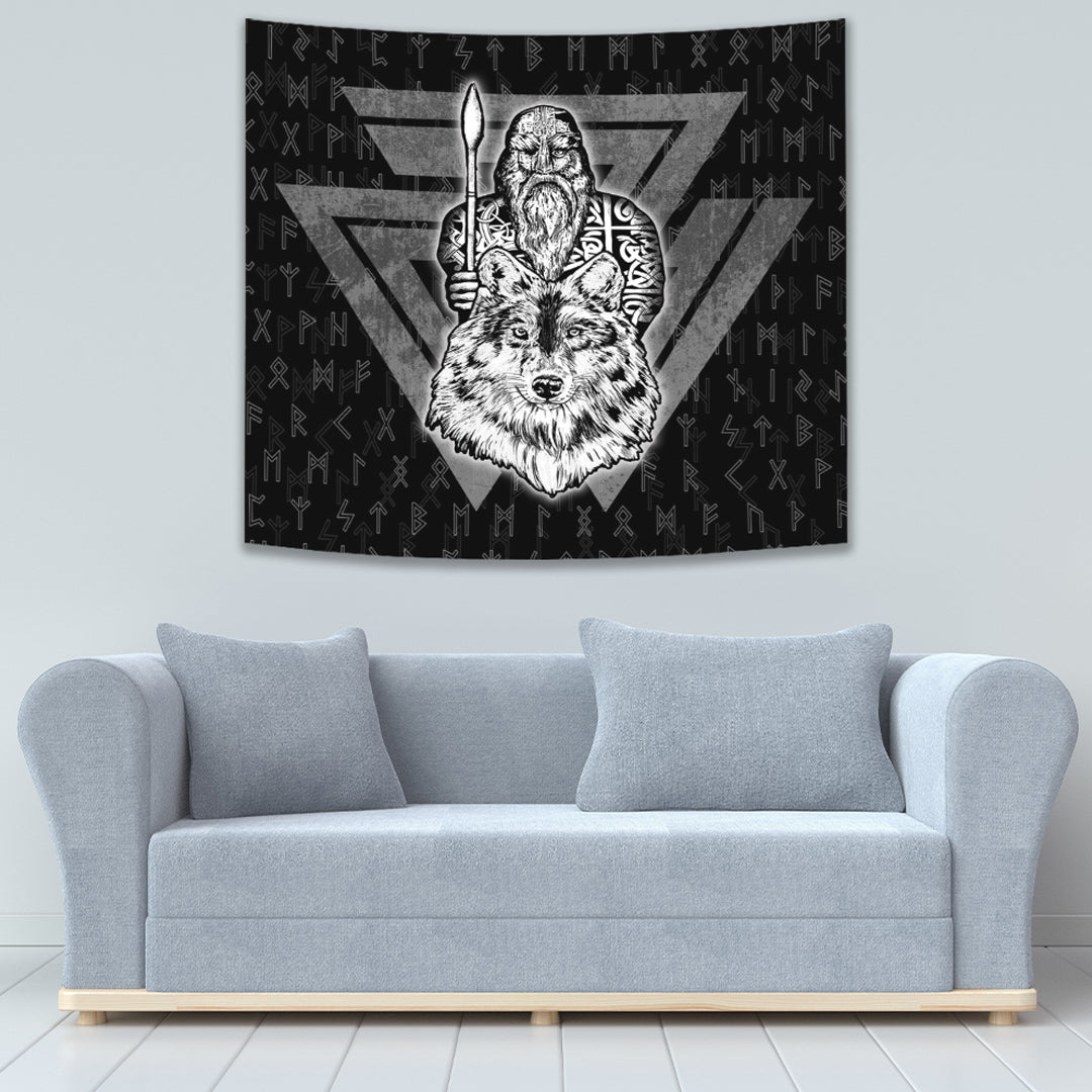 VikingStyle Tapestry Viking Odin Wolf Tapestry for Wall Décor