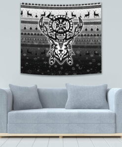 VikingStyle Tapestry Viking Reindeer Vegvisir Tapestry for Wall Décor