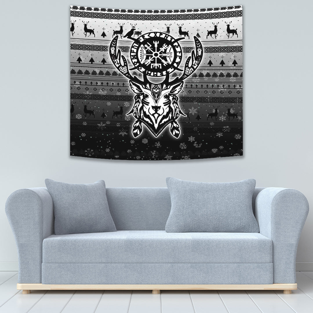 VikingStyle Tapestry Viking Reindeer Vegvisir Tapestry for Wall Décor