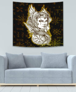 VikingStyle Tapestry Viking Valkyrie Gold Tapestry for Wall Décor