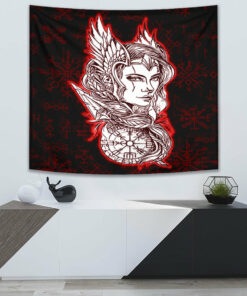 VikingStyle Tapestry Viking Valkyrie Turquoise Tapestry for Wall Décor