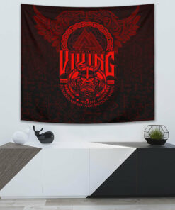 VikingStyle Tapestry Viking Warriors Valknut Red Tapestry for Wall Décor