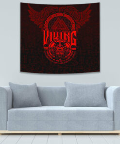 VikingStyle Tapestry Viking Warriors Valknut Red Tapestry for Wall Décor