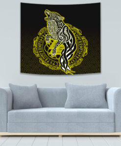 VikingStyle Tapestry Wolf Viking Gold Tapestry for Wall Décor