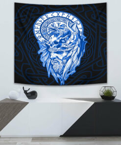 Vikings Huginn Muninn Odin’s Ravens Red Version Tapestry for Wall Décor