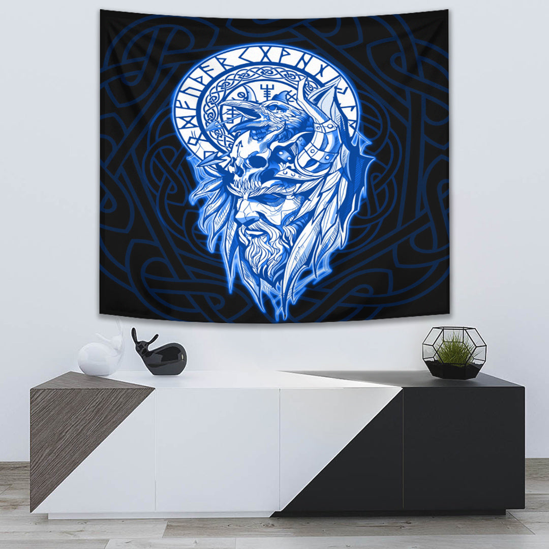Vikings Huginn Muninn Odin’s Ravens Red Version Tapestry for Wall Décor