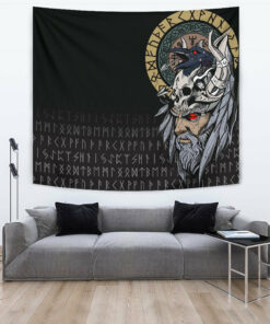 Vikings Odin Valhalla Green Version Tapestry for Wall Décor