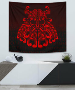 Vikings Odin Valhalla Red Version Tapestry for Wall Décor