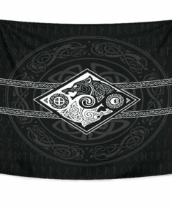Vikings Tapestry The Wolves Skoll And Hati for Wall Décor